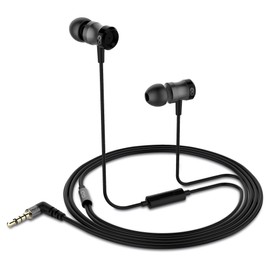 conecto In-Ear Kopfhörer Ohrhörer Kopfhörersystem mit Mikro - ultraleichtes Design-Aluminiumgehäuse, lärmdämmende Ohrpassstücke (S, M, L), Aramid-verstärktes Kabel (1,2m), vergoldete Stecker, schwarz