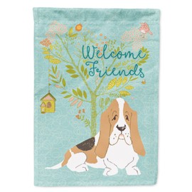 Caroline's Treasures BB7600GF Welcome Friends Basset Hound Garden Flag Mailbox Flag Decorative Yard Flag Banner Outside Patio Artwork Yard Flower Beds, Garden Size, Multicolor