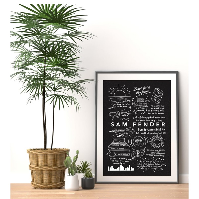 Sam Fender Doodle Lyric Poster - Sam Fender Print Gifts