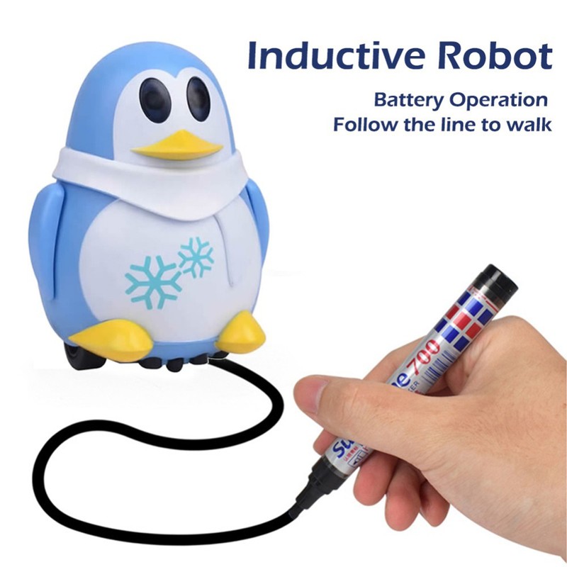 Penguin Inductive Toy Follow Drawn Line Toy Cute Penguin Model