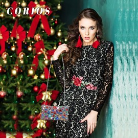 CORIOS Rhinestone Clutch for Women Shiny Evening Bag Diamond Clutch Bag Chain Shoulder Bag Elegant Shoulder Bag Small Bag for Wedding Banquet Party Prom, Silver-multi-coloured, Elegant