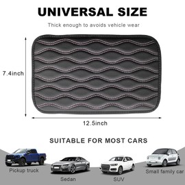 Wevdn Car Center Console Cushion Pad, 12.48×7.40 Inches Waterproof Car Armrest Seat Box Cover, Comfortable PU Leather Vehicle Armrest Cover Protector, Car Decor Interior Accessories (Black＋Pink)