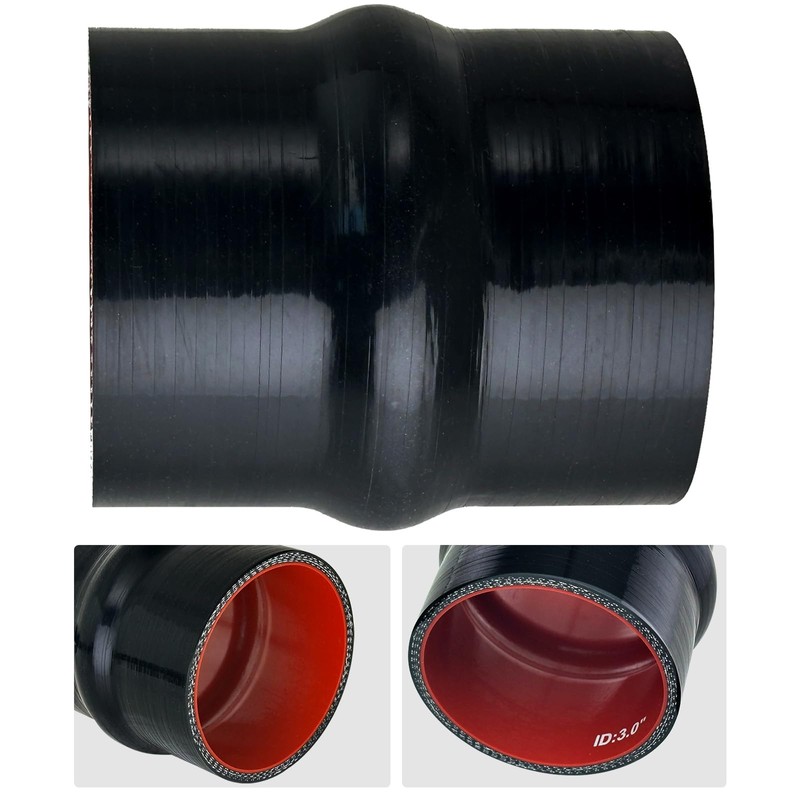 2.5" ID Silicone Hump Hose Coupler with 2 Tension Heavy-Duty