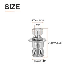 DTGN 1/4" x 5/8" Hex Nut Sleeve Anchors - 5Pack - Good for Concrete Dry Brick Block Walls - Carbon Steel - Silver