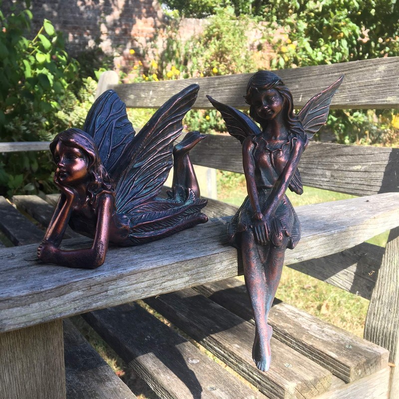 Set of 2 Garden Fairy OrnamentS 12cms tall/Statue Angela and