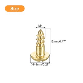 sourcing map Wood Screws M4 x 12mm Slotted Round Head Brass Self-Tapping Screw WoodWorking Screw 20 Pcs