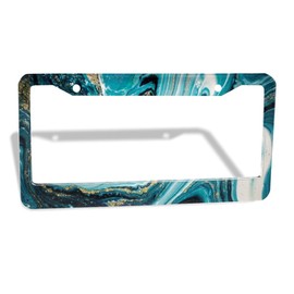 Muatfoan American Version of License Plate Frame, Blue Melancholy Marble License Plate Frame, 12.3"×6.3" Suitable for Men and Women