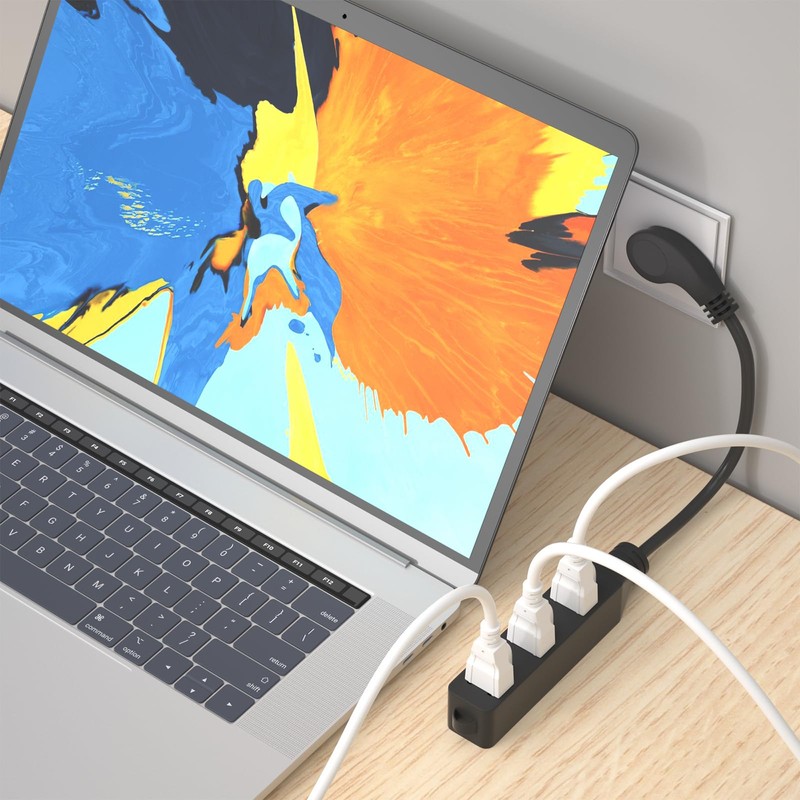 1 FT Flat Plug Extension Cord - HICITY 3 Outlet