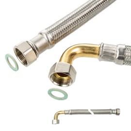 Reinforced hose DN 13-1/2 ÜWM bend 90° x 1/2 ÜWM x 300 mm, DVGW, KTW-A