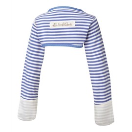 ScratchSleeves | Little Boys' Stay-On Scratch Mitts | Stripes | Blue and Cream | 4-5y