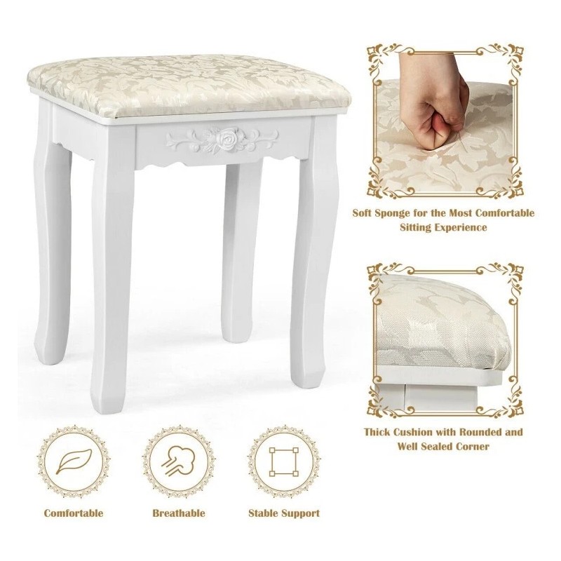 Costway Modern Dressing Table Set Makeup Vanity Desk w/Dimmable Bulbs