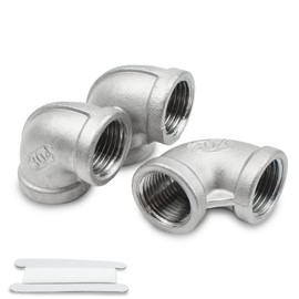 Bwintech 3 Pcs 90 Degree 1" Female to 1" Female BSP Thread Stainless Steel 304 Elbow Connector Pipe Fitting for Pipe Connecting Conversion