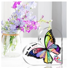 Uibyriy 19th Birthday Gifts for Girls, 19th Birthday Decorations for Girls, 19th Birthday Gifts Ideas for Daughter Friends Girlfriend, 19 Year Old Girl Butterfly Heart Shape Acrylic