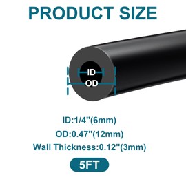 SDZONGES Vacuum Hose Automotive, 5FT ID 1/4"(6mm) Vacuum Hose, 130PSI Max Pressure Silicone Vacuum Tube Black.