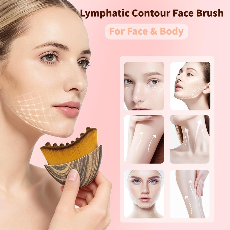 Lymphatic Contour Face Brush, 2026 Version Ergonomically Designed Lymphatic Drainage