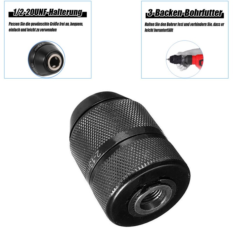 Moyata 2-13 mm Drill Chuck Adapter, Keyless Drill Chuck, 3