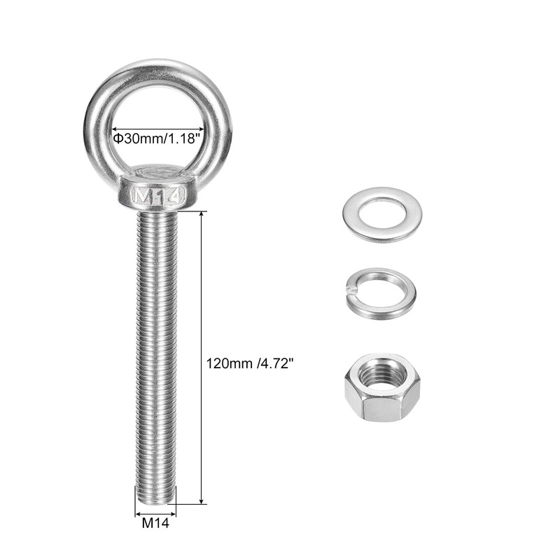 Sourcing Map M14 x 120mm Lifting Eye Bolt Set -