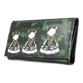 MXM Cartera Para Mujer 100% De Piel Genuina - Muñecas Impresas