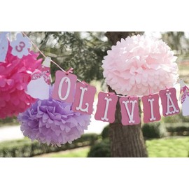 15 pcs Pompom Decorations Tissue Pom Poms Paper Flower Ball for Wedding Festival Party Purple, Pink and Rose (30.5 cm / 25 cm / 15.5 cm).