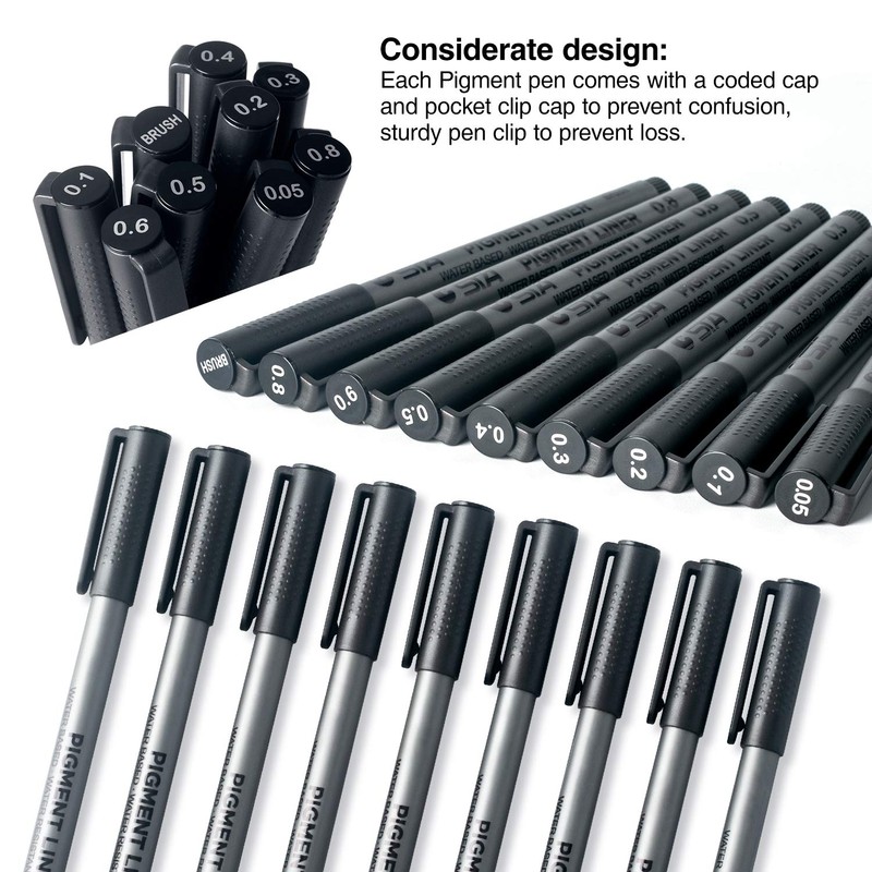 AKARUED Drafting Pen, Set of 9, Water-based Pen, Cartoon Pen,