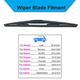 Rear Wiper Blade-14 inch Rear Windshield Wiper Blades for Nissan Leaf 2018-2022 / Subaru Ascent 2019-2022/ Mazda 3 2019-2021/ for Infiniti QX50 QX70 2014-2017 Back Glass Wiper Blade Replacement