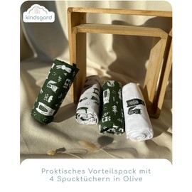 Kindsgard Handklad Molleton Burp Cloths Pack of 4 High-Quality 100% Cotton 76 x 76 cm Olive