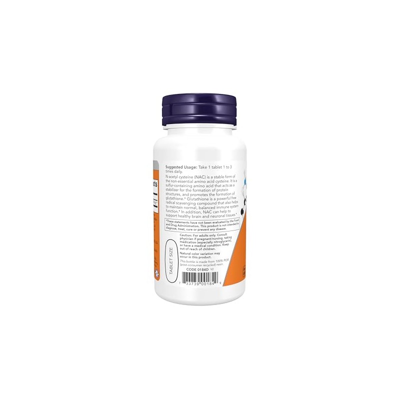 NOW Suplementos, NAC (N-acetil-cisteína) 1,000 mg, Protección de Radicales Libres*,
