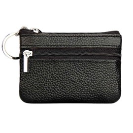 Mmgoqqt Leather Key Bag, Small Key Bag for Men and Women, Leather Key Case, Key Case, Coin Purse, Coin Purses for Women, Black, black