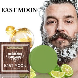 EAST MOON 1/2/4pcs Bergamot Men's Shaving Soap, deep cleansing and moisturizing, rich and dense lather, easy to soften the beard, make shaving more smooth Brush Cleanser - PC: 1pc
