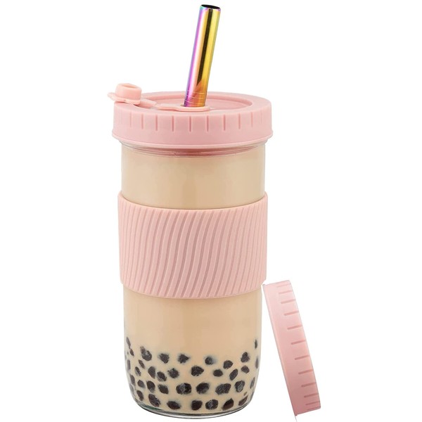 Duffy Reusable Boba Water Cup Set, 730ml, Wide Mouth, Leakproof,