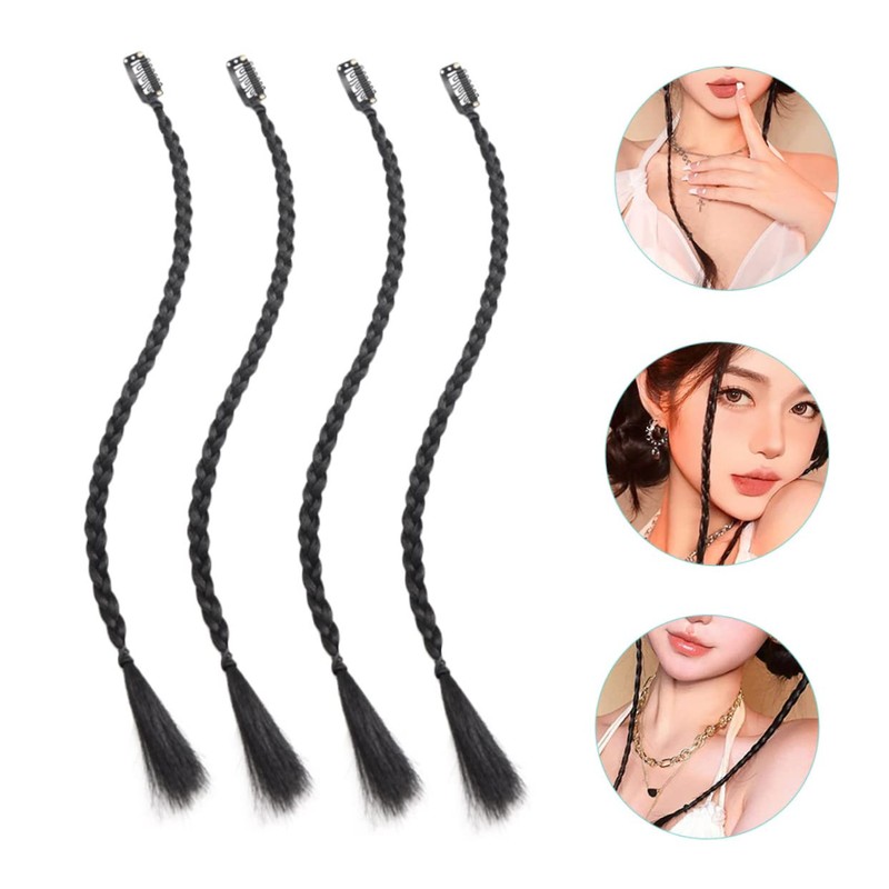 FRCOLOR 4 Pieces Braided Wig Clips Curly Hair Ponytail Braided