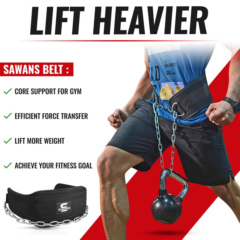 Dip Belt with 36 Inches Heavy Duty Bodybuilding Weight Lifting