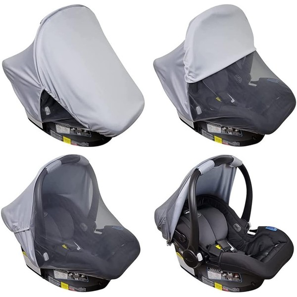 Baby Car Seat Cover 3 in 1 Infant Car Seat Hoody Style UV+ Universal Cover Infant Car Seat Mosquito Net and Blackout Cover Car Sunshade and Sleep Aid Seat Accessory