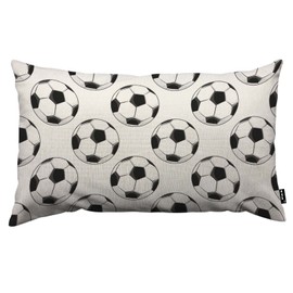 TKS MITLAN Sport Football Pattern Pillow Cover 12x20 inch Black White Soccer Ball Fitness Pillows Decorative Throw Pillows Farmhouse Decor for Home Cushion Case