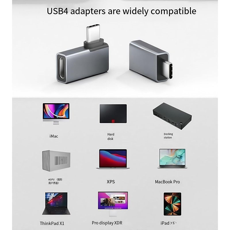 OUGCYG USB C Right Angle Adapter 2 Pack, 240W 40Gbps