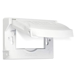 BELL MX1250W 1-Gang Flip Weatherproof Cover, Universal Metal 12-in-1 Outlet Outdoor Receptacle Protector, Vertical/Horizontal, White