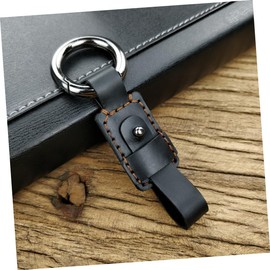 Gatuida 3pcs Leather Car Keychain Keyring Holder Handmade Top-grain Key for Vehicle Water-resistant Design Lightweight Fashionable Accessory for Men and Women Black