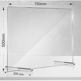 Manschin laser design acrylic protective shield, sneezing protection, spit protection, counter stand protection against droplet infection 750 x 500 mm