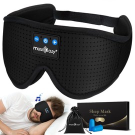 MUSICOZY Sleep Headphones Masks, Headphones Masks for Sleeping Wireless Music Mask, Bluetooth Sleep Eye Mask for Sleeping for Side Sleepers Men Women with Speakers Cool Tech Gadgets Gifts(Black)