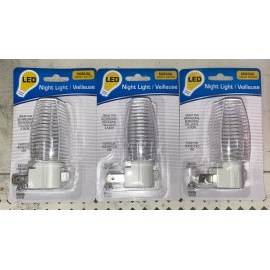 Intertek  3 Pack Pk Intertek Night Lights *PLUG IN* BRAND NEW  MANUAL ON/OFF SWITCH LED