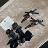 3-Piece Hair Accessories Set, Black Satin Scrunchie, Leopard Print Clips