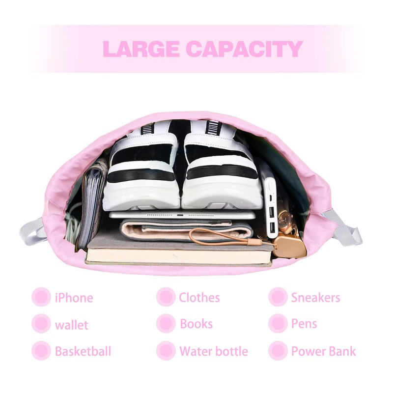 BAVELOE Drawstring Backpack with Wet Pocket & Shoe Compartment, Water-Resistant