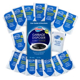 Glisten Garbage Disposer Cleaner and Freshener with Foaming Action, Helps Remove Buildup in Drains, Lemon Scent, 16 Packets