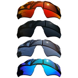 MYCOURAG 4 Pieces Replacement Lenses for Oakley Radar EV Path OO9208 Sunglasses - Solid Black+Titanium+Ice Blue+Fire Red
