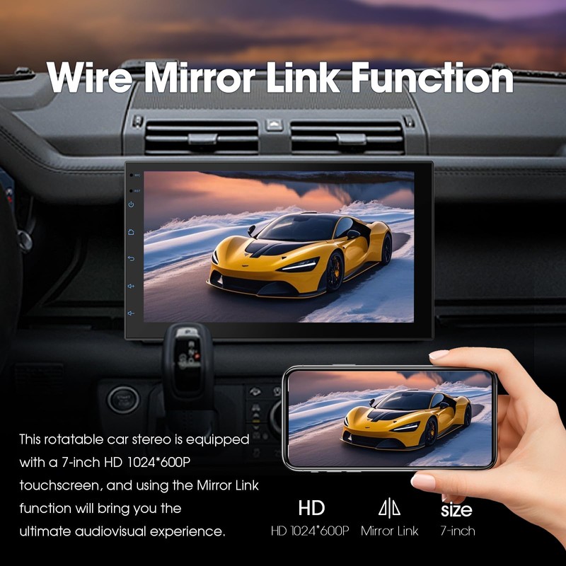 Haudio 7" Double Din Car Stereo with Wireless CarPlay &