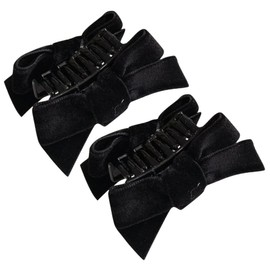 Beavorty 2pcs Elegant Bow Hair Clips for Women Girls Black Velvet Hair Bows Snap Barrettes for Fine