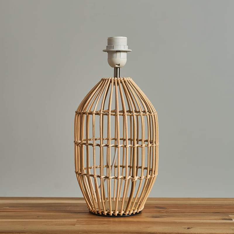 MiniSun Contemporary Small Natural Rattan Cylinder Table Lamp Base