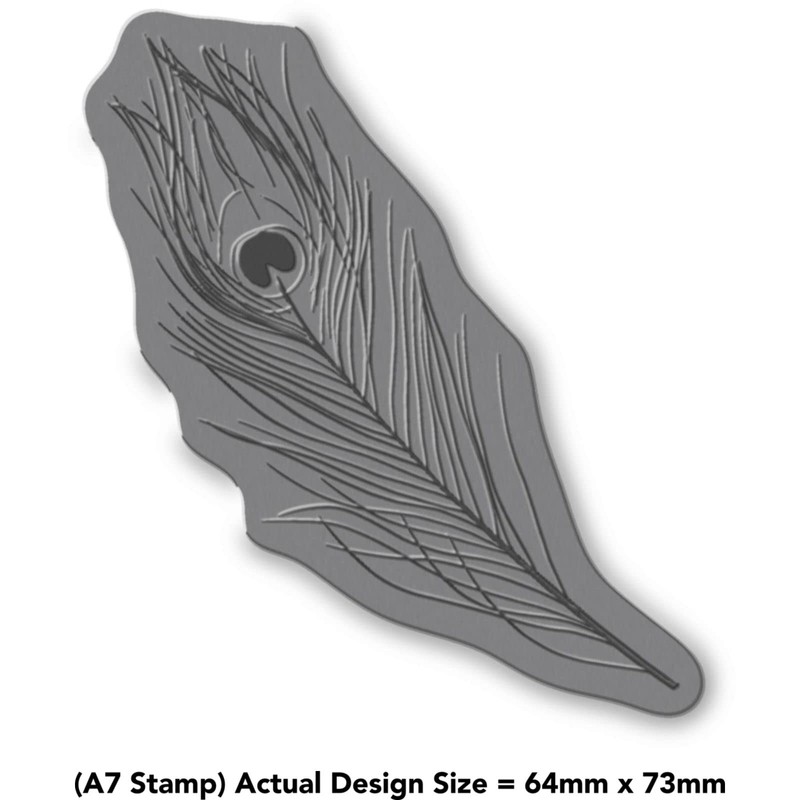 'Peacock Feather' Rubber Stamp - Unmounted Design for Crafting &