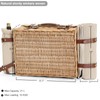 Multifunctional Wicker Picnic Basket Set for 4 with Blanket and
