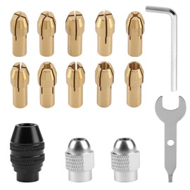 15 pieces mini drill chuck adapter, keyless drill chuck 3-Jaw 4486 4485 keyless drill chuck, electric grinding accessories, brass set 0.3 mm to 3.2 mm for Dremel 4000, 3000, 300, 200, 100, 8200 (M7)